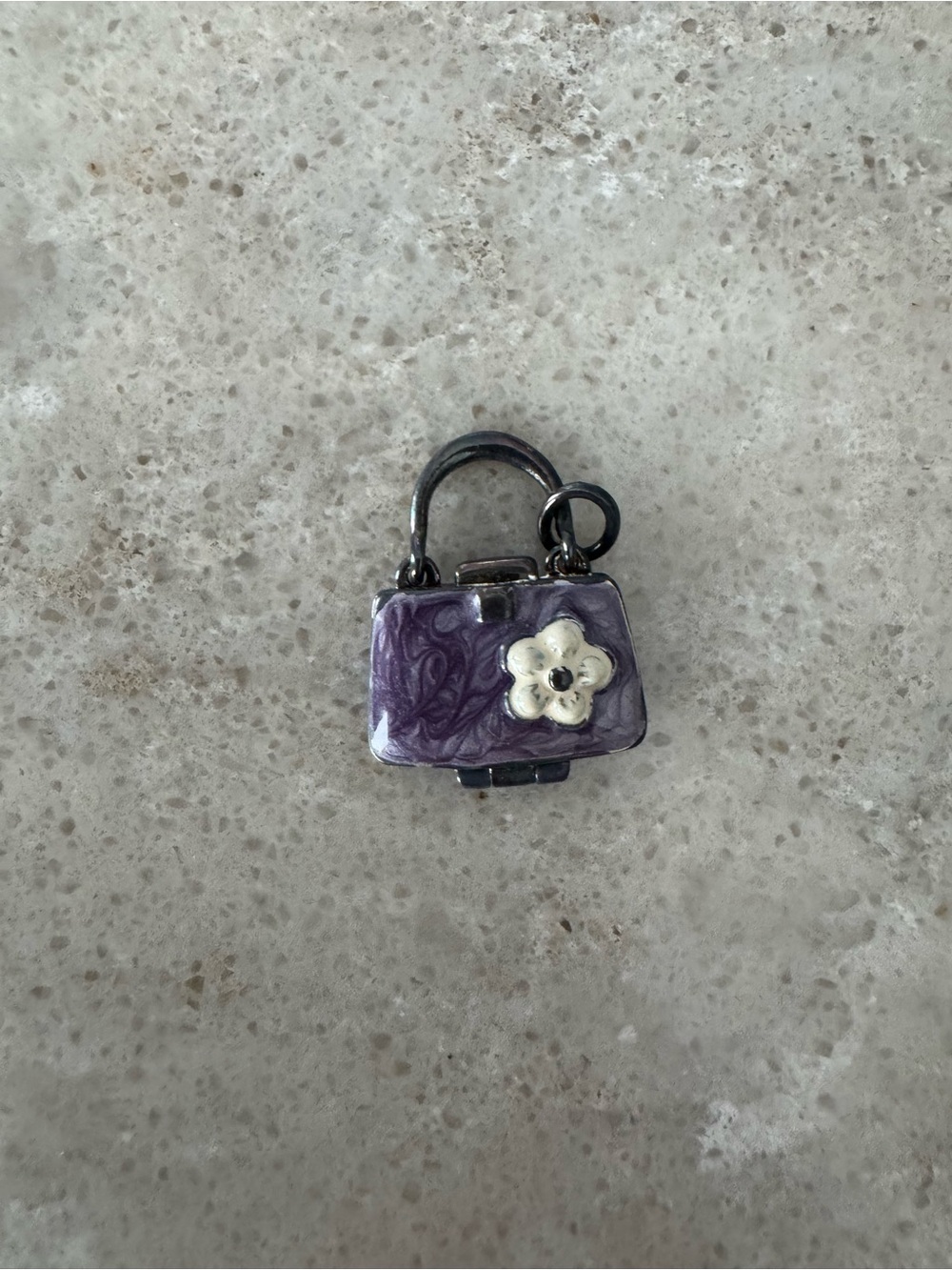 Purple Floral Sterling Silver Women’s Handbag Charm
